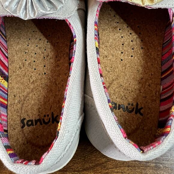 Sanuk Sidewalk Surfer Lite 2 Shoes 7.5 Womens Harbor Mist Canvas Comfort Slip On - Picture 5 of 12